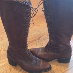 Leather lace up boots